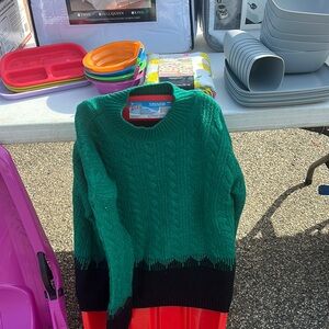Liz Claiborne Green and Black Turtleneck Sweater